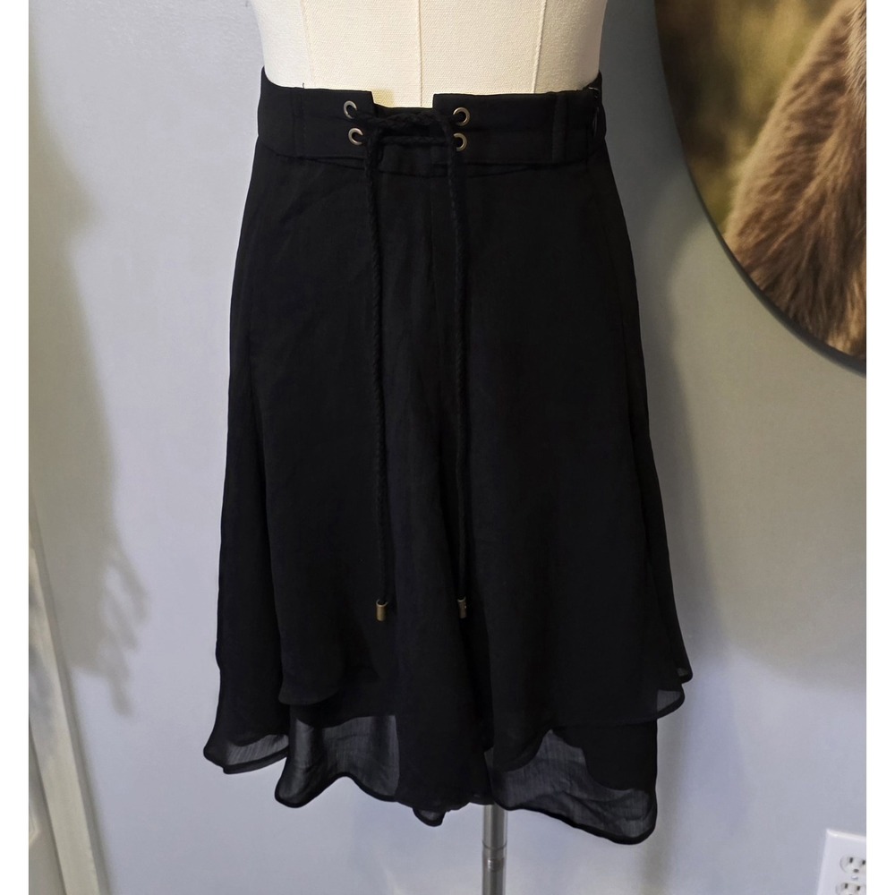Ralph Lauren Faux Suede Cord Georgette Skirt Size 8 Whimsigoth Ren Faire Whispy